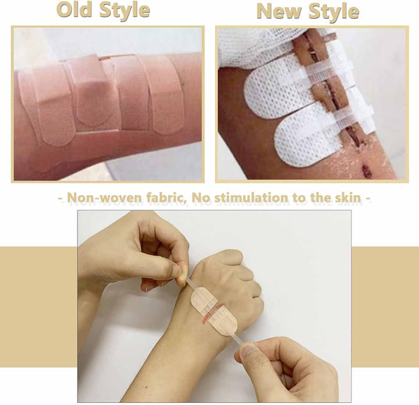 Emergency Wound Closures Adhesive Bandages, Zip Stitch Stickers for Camping, Survival & Household Gear, 3 Pcs (45*10Mm, Skin)