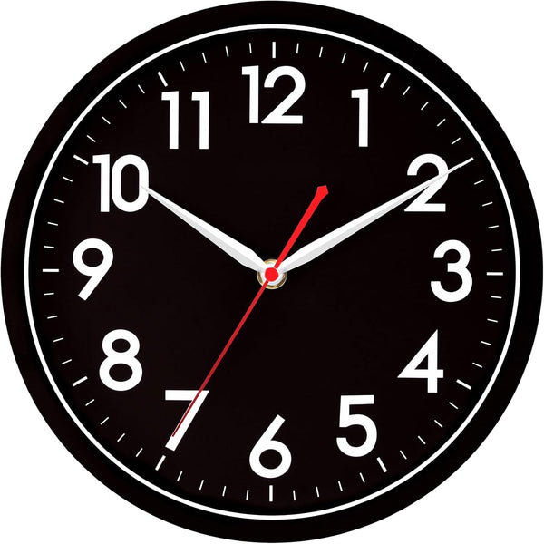 AKCISOT Wall Clock Modern Black Silent Non Ticking Wall Clocks Battery Operated 12 Inch, Small Analog Classic Clock Decorative for Bedroom,
