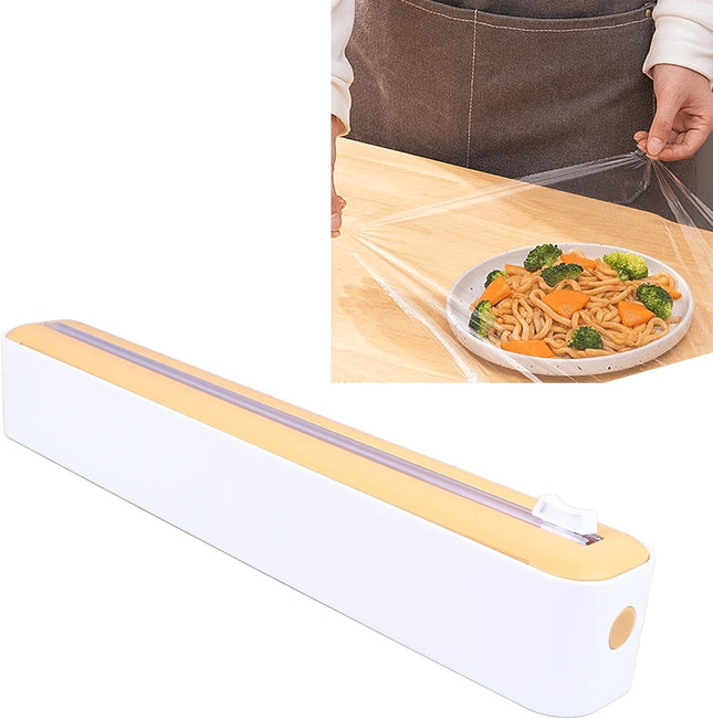 Plastic Wrap Dispenser, PP Reusable Cling Film Dispenser with Cutter Magnetic Stripe Food Wrap Dispenser Foil and Plasti