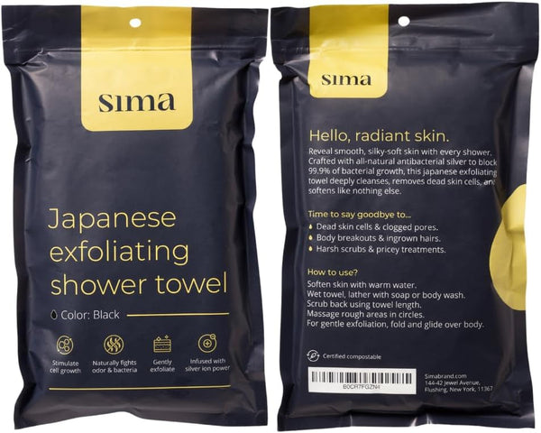 Exfoliating Washcloth Face & Body Scrub Towel - Japanese Exfoliating Towel with Hexagon Fibers, Body Scrubber with 2 Sides for Scrubbing &