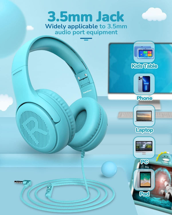 Toddler Kids Headphones Wired - Headphones for Kids Volume Limit 85/94dB Headset 3.5mm Jack Adjustable Foldable Headsets for Girls Boys Children