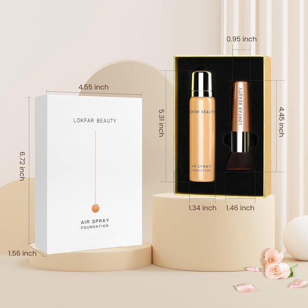 Airbrush Foundation Set with Soft Makeup Brush, [Light Weight], [Long Lasting], [Anti-Aging Ingredient], [Oil Control Formula], Full Coverage