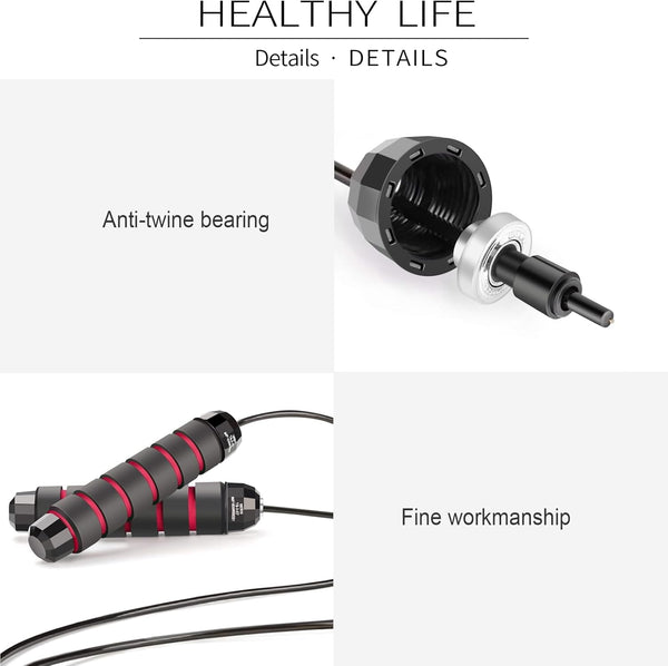 Skipping Rope with Ball Bearings Rapid Speed Adjustable Jump Rope Cable and 6â Memory Foam Handles Ideal for Aerobic Exercise like Speed Training,