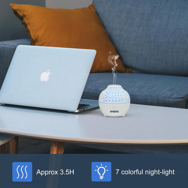 APOMOTOT 2 Pack Essential Oil Diffuser,Mini Portable Aromatherapy Diffusers,60Ml Cool Mist Humidifier with USB 7 LED Light Color,Waterless Auto