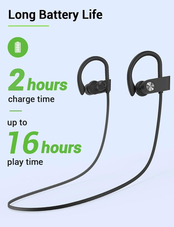 Stiive Bluetooth Headphones, 5.3 Wireless Sports Earbuds IPX7 Waterproof with Mic, Stereo Sweatproof In-Ear Earphones, Noise Cancelling Headsets