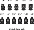 MIXPOWER 11 Pieces 3/8-Inch Drive Pipe Plug Socket Set, SAE, CR-MO, Tapered Male Square Drive, Chamfered Female Square Drive