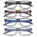 4 Pack Blue Light Blocking Glasses for Men Women,Rectangular Frame Computer Glasses with Spring Hinge,Anti Eyestrain/Uv Ray Eyeglasses