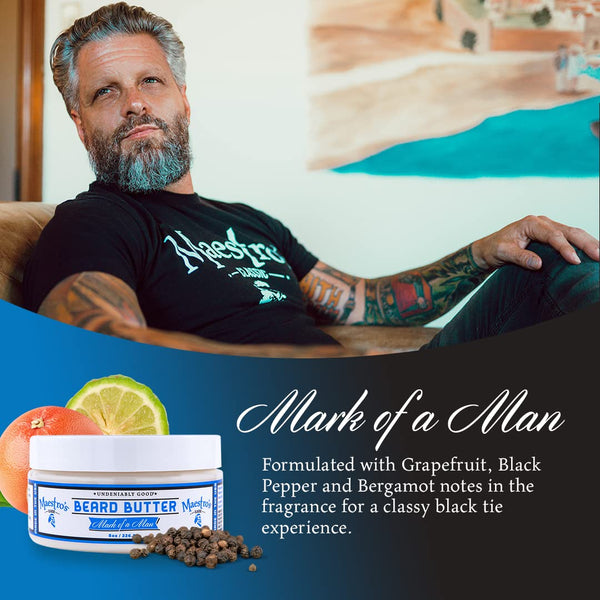 Maestro'S Classic BEARD BUTTER | Anti-Itch, Extra Soothing, Hydrating Beard Creme for All Beard Types & Lengths- Mark of a Man Blend, 2 Ounce