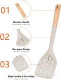 Pack of 2 Silicone Spatula, Non Stick Cooking Utensil Set Wooden Handle Kitchen Turner for Baking Mixing Grilling Serving Food Heat Resistant Non