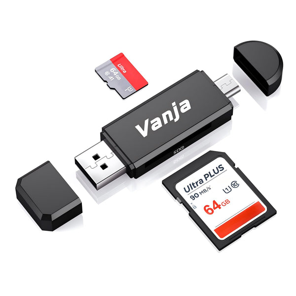 Vanja SD Card Reader, Micro USB to Micro SD Card Reader Adapter, Memory Card Reader for Android/Pc/Laptop/Camera, Support TF/SDXC/SDHC/MMC/UHS-I