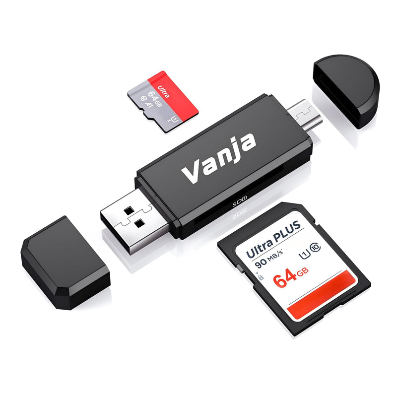 Vanja SD Card Reader, Micro USB to Micro SD Card Reader Adapter, Memory Card Reader for Android/Pc/Laptop/Camera, Support TF/SDXC/SDHC/MMC/UHS-I