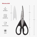 Kitchenaid All Purpose Kitchen Shears with Protective Sheath Durable Stainless Steel Scissors, Dishwasher Safe, Soft Grip Comfort Handle, 8.72