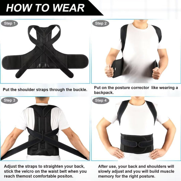 Back Brace Posture Corrector for Men and Women - Improve Posture, Lower Back and Waist Pain, Full Lumbar Support, Shoulder and Neck Stretcher,