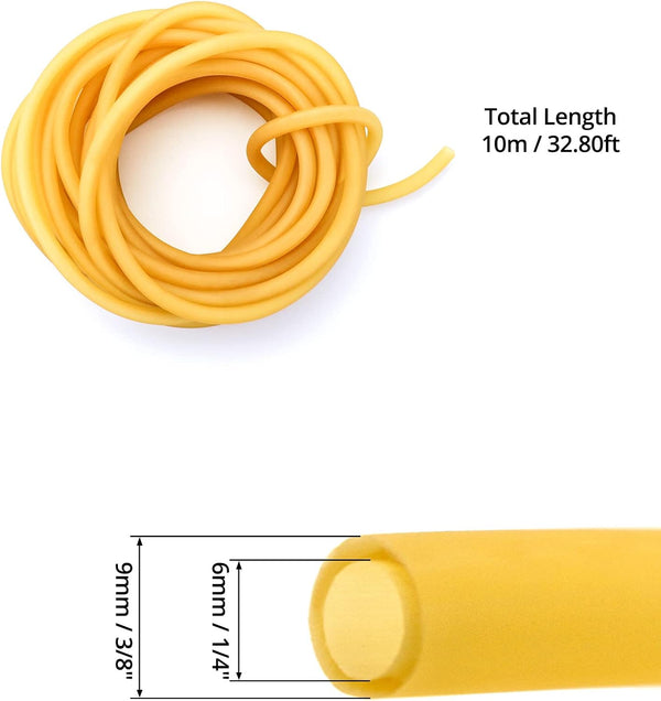 QWORK 33FT 3/8" OD 1/4" ID Natural Latex Rubber Tubing Surgical Tube for Home, Hospital, Laboratory