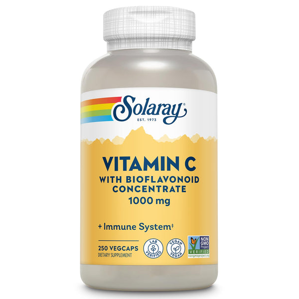 SOLARAY Vitamin C W/Rose HIPS, Acerola & Bioflavonoids, 1000Mg, Supports Immune Function & Healthier Skin, Hair, Nails, Non-Gmo, Vegan, 250 CT
