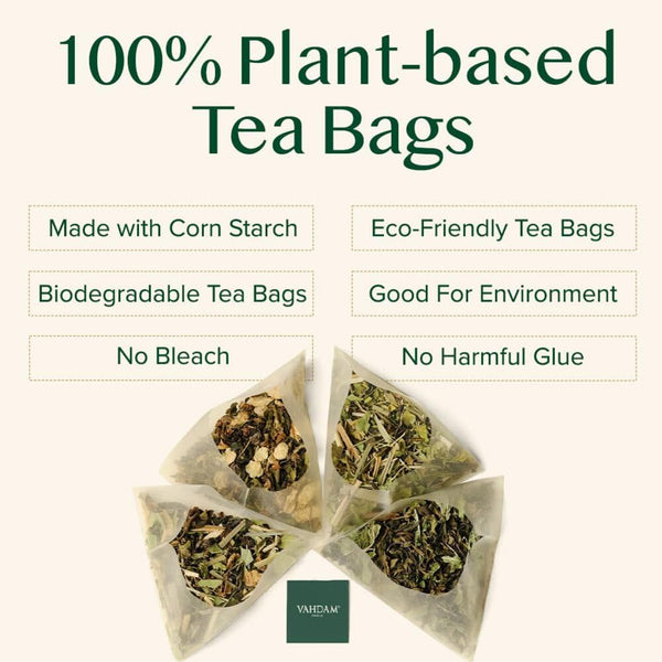 VAHDAM, Assorted Green Tea Bags Sampler (5 Flavors, 20 Ecofriendly Pyramid Tea Bags) I Gift Ideas for Women & Men | Himalayan Green Tea Varieties