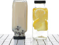 Encheng Vintage Water Bottles,Glass Drinking Bottles 16Oz,Square Beverage 500Ml with Lids for Kombucha,Tea,Glass Homemade Drinks,Travel Reusable