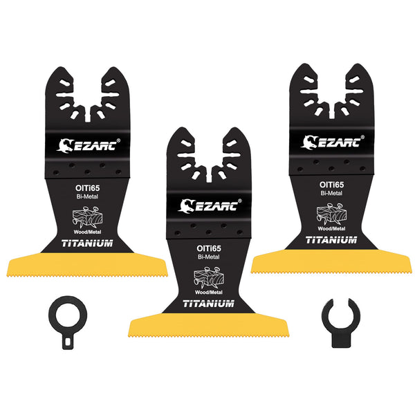 EZARC Titanium Oscillating Saw Blades, 3 PCS Extended Multitool Blades for Metal, Wood Nails, Screws Cutting, Plastic