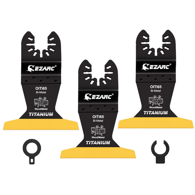 EZARC Titanium Oscillating Saw Blades, 3 PCS Extended Multitool Blades for Metal, Wood Nails, Screws Cutting, Plastic