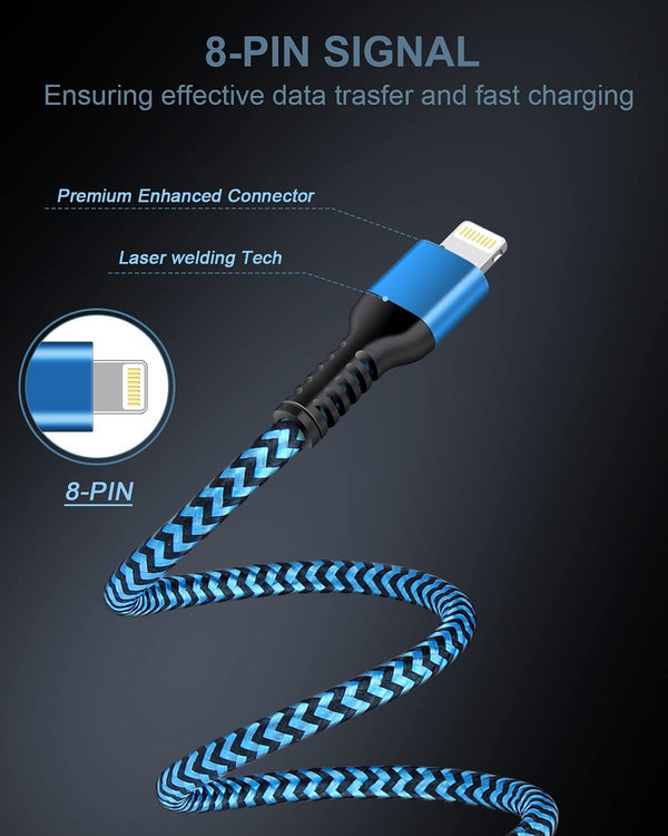 USB a to Lightning Cord, 4Pack/3Ft Nylon Braided Iphone Charger Cable, Apple Approved Fast Charging Power Wire for Iphone 14, 14 Pro Max, 13 Pro
