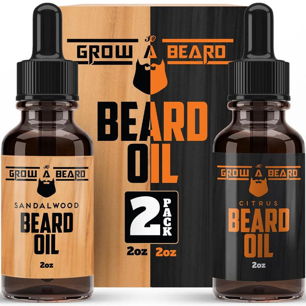 Beard Oil for Men, Beard Growth Oil, Beard Care, Best Beard Oil, All Natural, Sandalwood & Citrus Scent, Mens Gifts (2 Pack of 2 Oz)