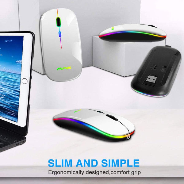 Wireless Bluetooth Mouse for Laptop, Rechargeable Mouse 2.4G USB Optical Wireless Mouse, LED Slim Dual Mode(Bluetooth 5.0 and 2.4G) Wireless for