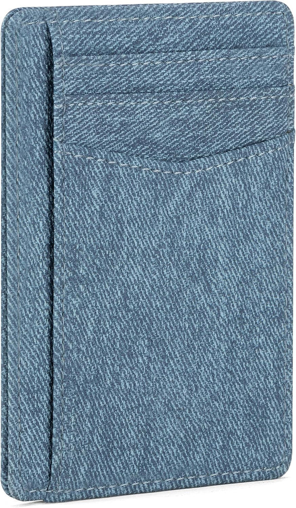 Slim Wallet Minimalist Front Pocket RFID Blocking Men and Women Leather Wallets