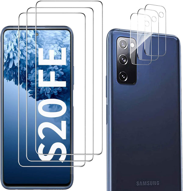 Galaxy S20 FE Screen Protector and Camera Protector, [3 Screen Protectors+3 Camera Protectors][Support Fingerprint] Tempered Glass Screen
