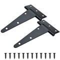 Tambee Gate Hinges Barn Door Hinges T-Strap Shed Door Hinges Outdoor Heavy Duty Hinge Wrought Hardware for Wooden Fences(8Inch 2PCS)