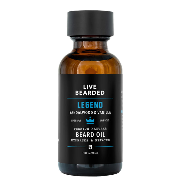 Live Bearded Beard Oil, 1 Fl Oz - Premium All-Natural Jojoba - Made in the USA - Hair and Skin Care for Men with Dry, Flaky Patches | Legend Scent