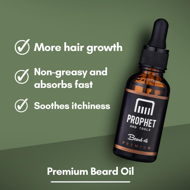 Premium Unscented Beard Oil & Comb Set - Thickens and Softens Beard, Relieves Itch & Dry Skin, 100% Natural, Fast-Absorb