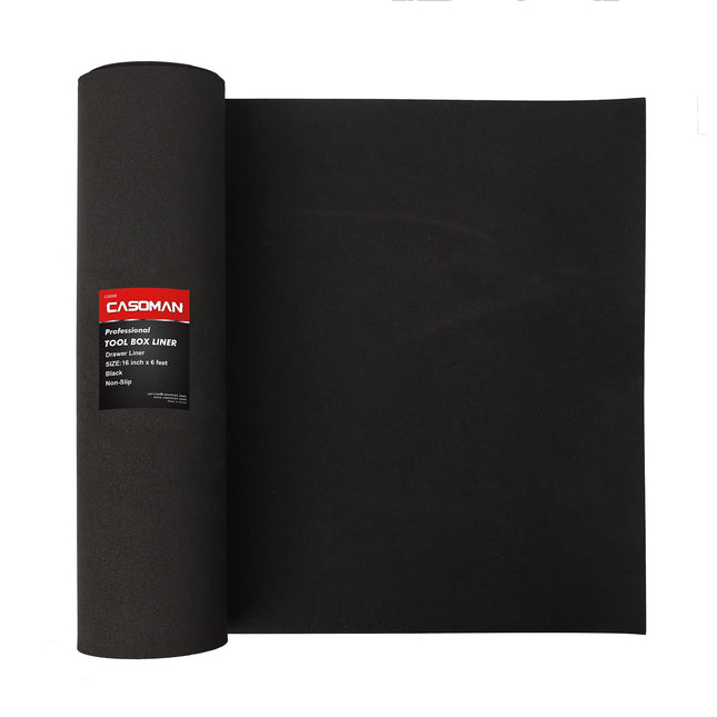 CASOMAN Professional Tool Box Liner and Drawer Liner - 16 Inch (Wide) X 6 Feet (Long), Non-Slip,Black