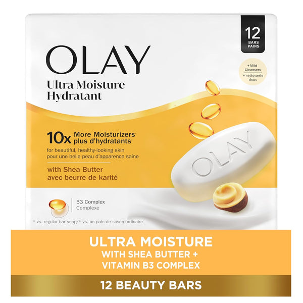 Olay Beauty Bar, Ultra Moisture,10X More Moisturizers, Nourishing Conditioners, Smooth & Gentle on Skin, Vitamin B3 Complex, for All Skin Types,