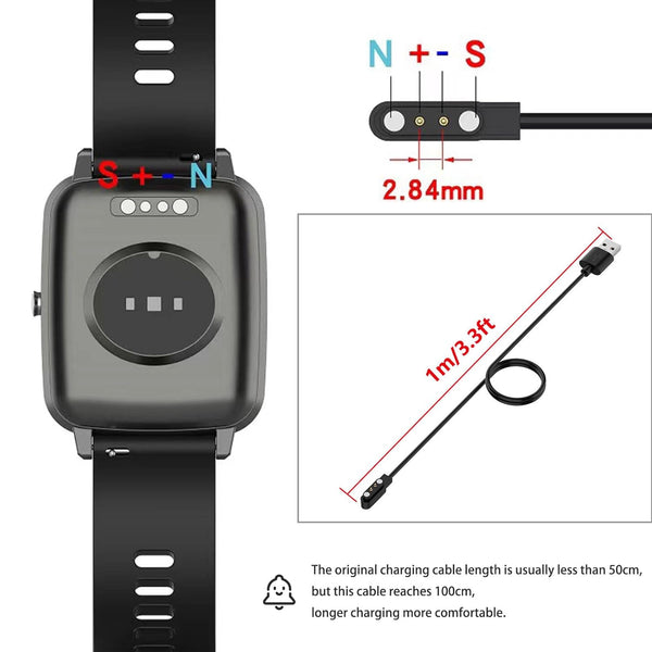 Veryfit Smartwatch Charging Cable, Fit for IDW19, IDW15, IDW13, ID208(BT), ID205L, ID206, and More, Replacement Magnetic USB Cable for Fast and