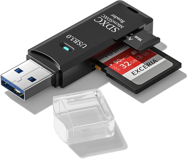 USB3.0 Micro SD Card Reader, 5Gbps 2-In-1 SD Card Reader to USB Adapter, Wansurs Memory Card Reader for SDXC, SDHC, MMC, RS-MMC, Micro SDXC, Micro