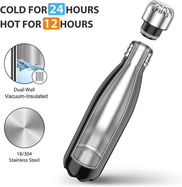 THE CEO 17Oz Business Stainless Steel Water Bottle with Three-Layer Insulation - Leak-Proof Reusable Bottles for Travel & Gym - Stay Hydrated with