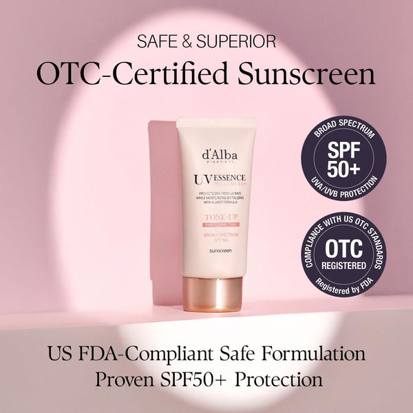D'Alba Piedmont Waterfull Tone-Up Sunscreen Serum BROAD SPECTRUM SPF 50 + Korean Sunscreen for Face, All Skin Tones, Sweat Proof Formula (1.69 Fl.Oz.)