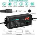 Universal Power Supply 3V~24V 3A 72W Adjustable Variable 3V 5V 9V 12V 18V 20V 24V AC/DC Adapter Charger, 100V-240V AC to DC Converter with 14