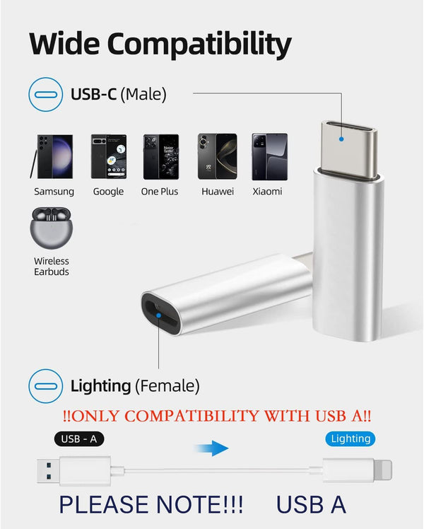 USB-C Adapter Lighting (Female) to USB Type C (Male) Adapter,Support QC Fast Charging Date Transmissionï¼Compatible with Phone 15 Series Android