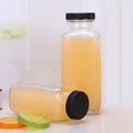 Encheng Vintage Water Bottles,Glass Drinking Bottles 16Oz,Square Beverage 500Ml with Lids for Kombucha,Tea,Glass Homemade Drinks,Travel Reusable
