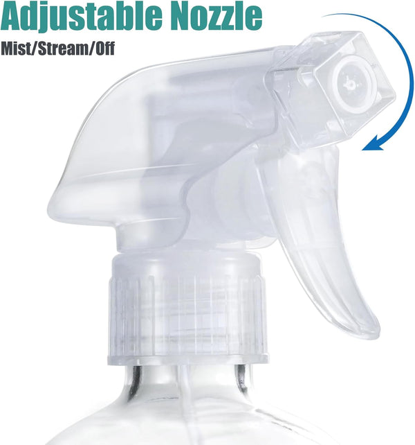 Glass Spray Bottles with Silicone Sleeve Protection, 16 Oz 2 Pack, Reusable Spray Bottles with Adjustable Nozzle for Hair, Cleaning Solutions,