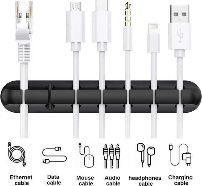 SOULWIT Cable Holder Clips, 3-Pack Cable Management Cord Organizer Clips Silicone Self Adhesive for Desktop USB Charging