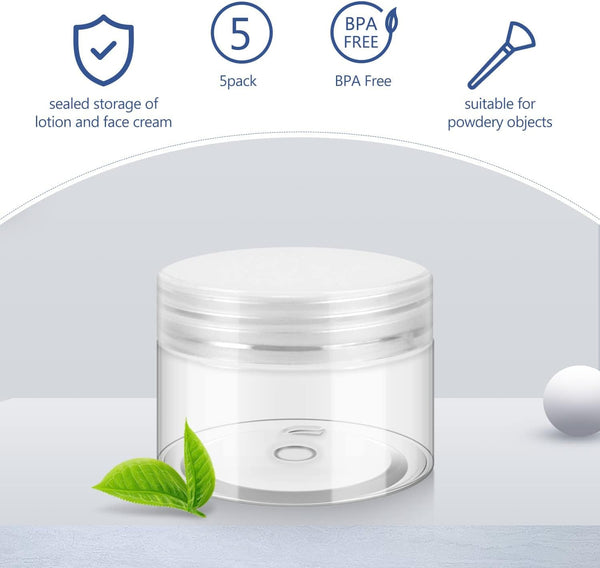 Becatocy 4Oz Plastic Container with Lids, BPA Free and Refillable Cosmetic Containers, Reusable Small Plastic Jars for Lotion, Powders, Beauty