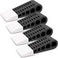 Rubber Door Stoppers for Bottom of Door - 4 Pack Door Stop Wedge with Holder Heavy Duty Doorstop for Home Office Dorm Classroom Garage Stackable