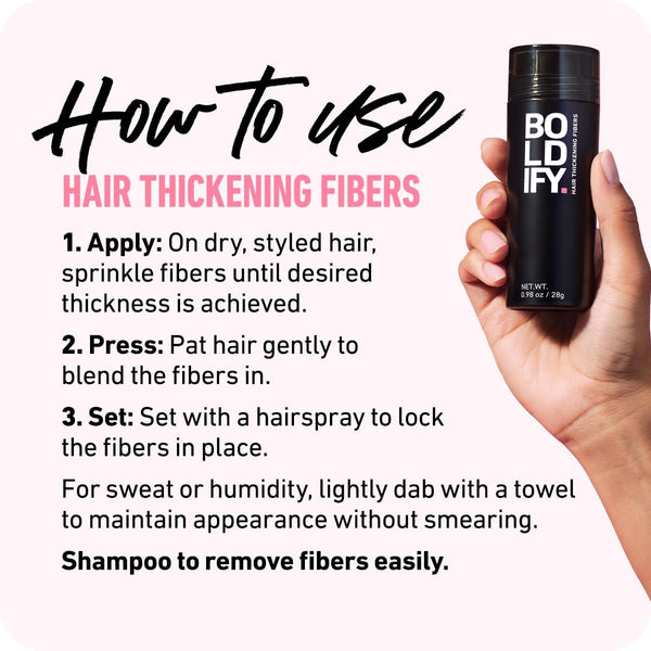 BOLDIFY Hair Fibers (12G) - Fill in Thinning and Fine Hair for an Instantly Fuller, Thicker Look - 14 Shades for Women & Men - Black