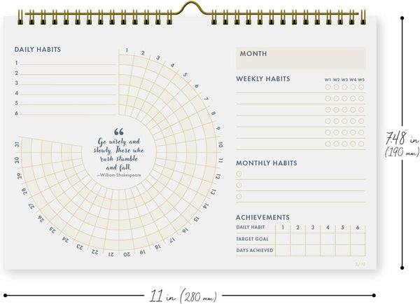 Habit Tracker Calendar â 12-Month Productivity & Goal Planner, Daily & Weekly Habit Journal for Self-Care, Fitness, & Wellness, Desk Planner for