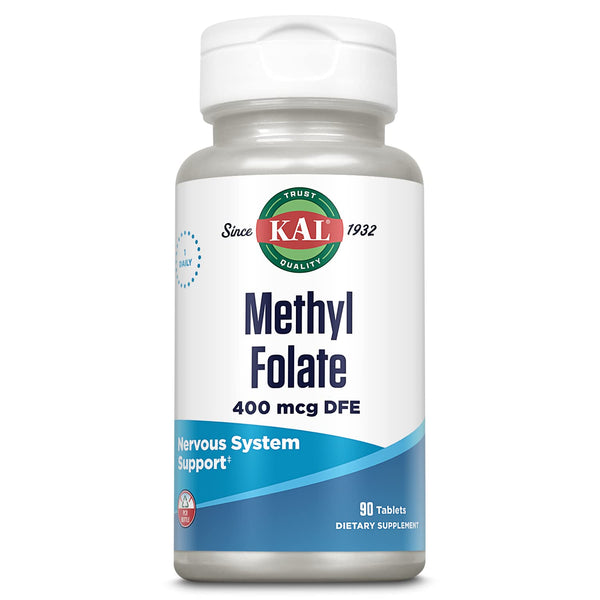 KAL Methyl Folate 400 Mcg DFE, 5-MTHF Active Form Vitamin B9, Folic Acid Supplement, Heart Health, Prenatal, Mood and Brain Support, Fast