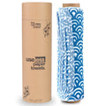 The Useless Brand Reusable Paper Towels Roll | Washable Cotton Flannel Sheets W/Cardboard Roll | Fits on Most Holders (Waves, 12 Towels)