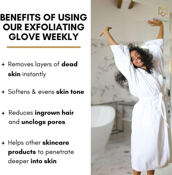 Exfoliating Glove Kessa Mitt Body Scrubber - Dead Skin Remover Shower Glove for Dead Skin Scrubbing and Deep Pore Cleansing - by Moroccansource (1