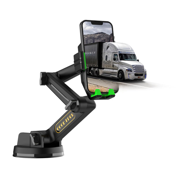 Heavy Duty Phone Holder - Long Arm, Anti-Shake Suction Cup, Compatible with All Phones & Vehicles